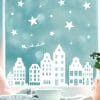 Wiederverwendbares Fensterbild Weihnachten Winterstadt Fensterdekoration Weihnachten Winter Rentierschlitten Sterne weiß Auf dem Bild ist das Produkt: Wiederverwendbares Fensterbild Weihnachten Winterstadt Fensterdekoration Weihnachten Winter Rentierschlitten Sterne weiß zum Preis von €13.90 abgebildet.