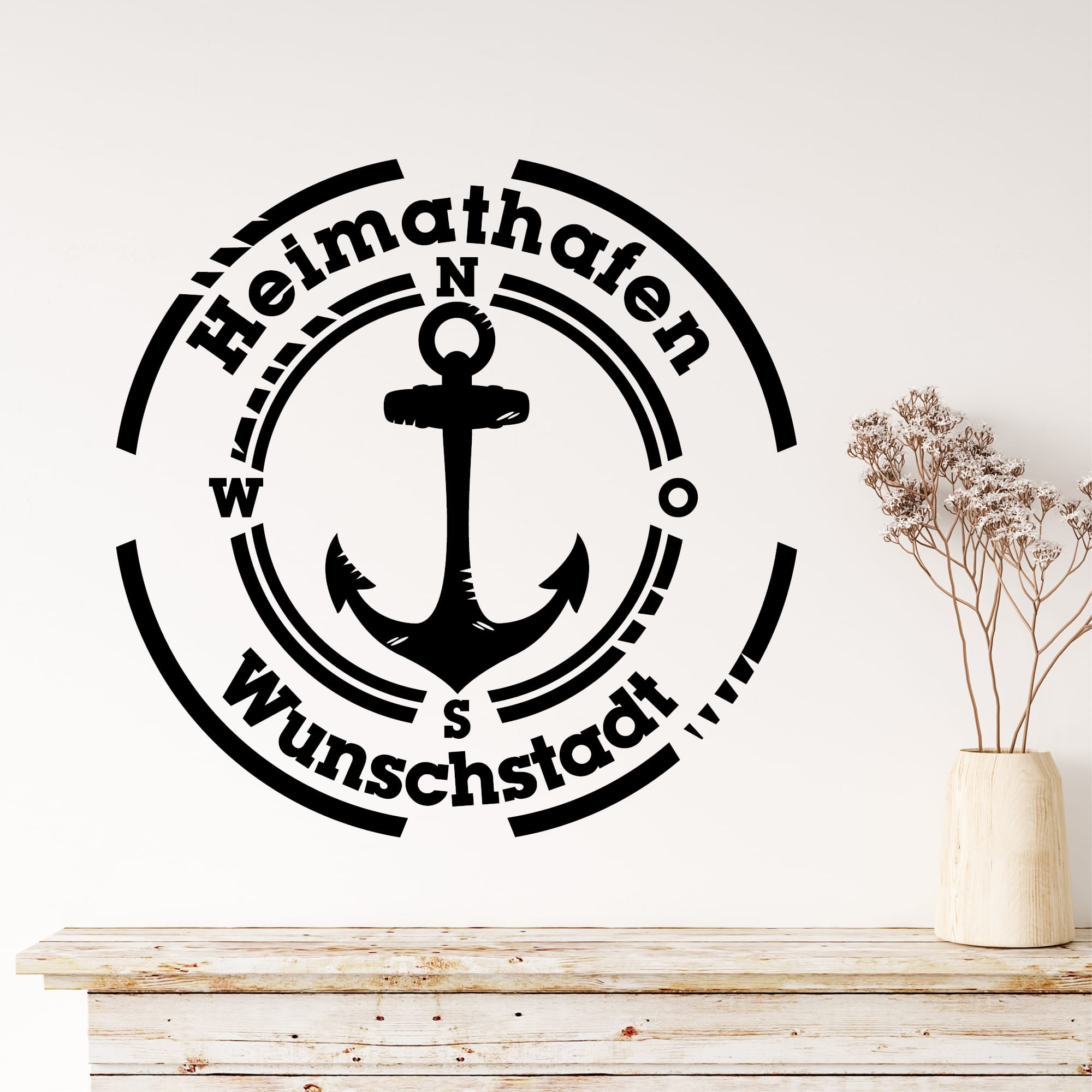 Wandtattoo Heimathafen WUNSCHSTADT Wohnzimmer Wandaufkleber Heimat Heimatliebe