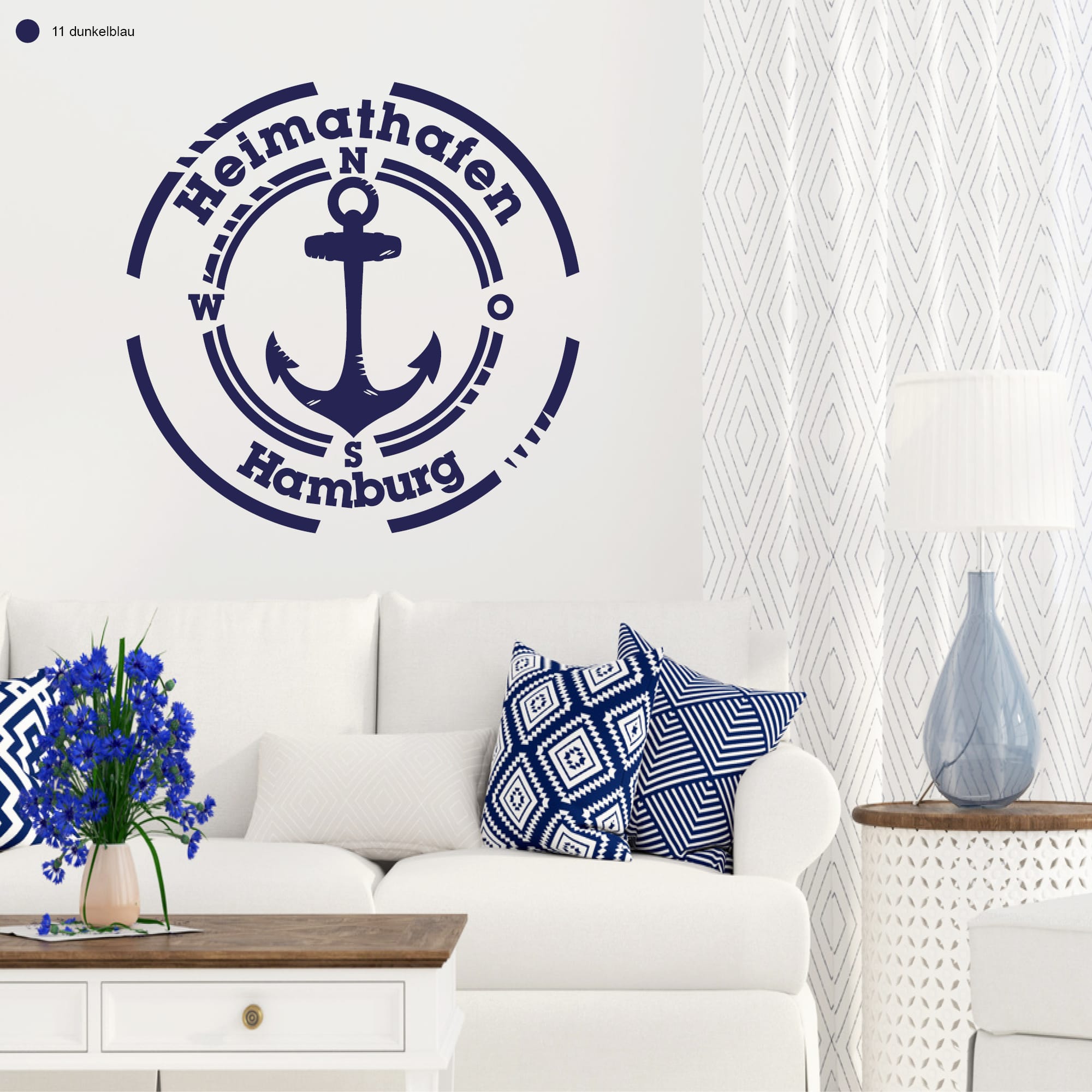 Auf dem Bild ist das Produkt: Wandtattoo Heimathafen WUNSCHSTADT Wohnzimmer Wandaufkleber Heimat Heimatliebe zum Preis von €14.90 abgebildet.