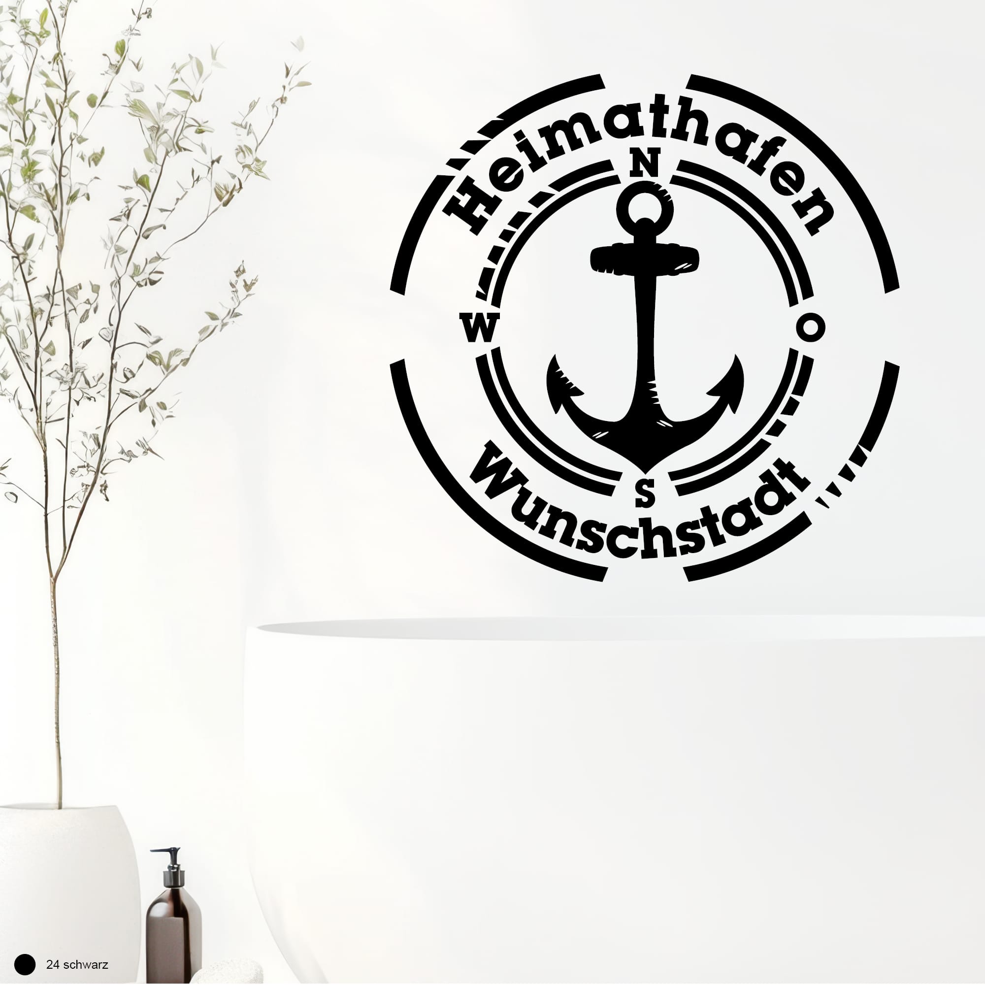 Auf dem Bild ist das Produkt: Wandtattoo Heimathafen WUNSCHSTADT Wohnzimmer Wandaufkleber Heimat Heimatliebe zum Preis von €14.90 abgebildet.