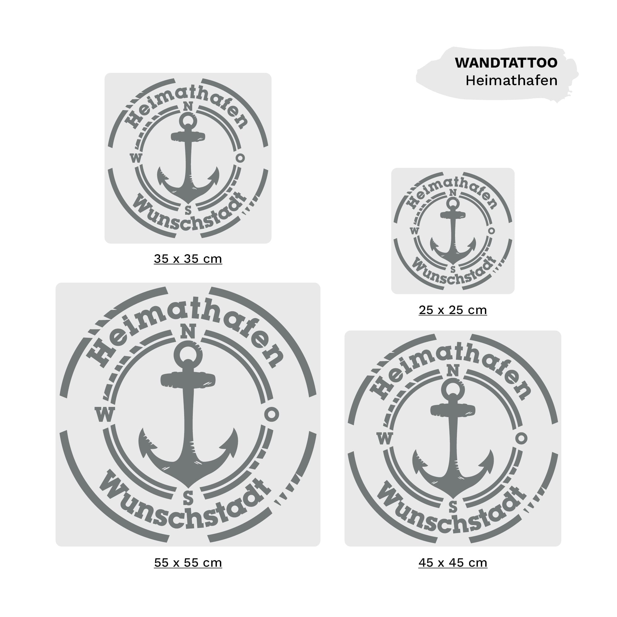 Auf dem Bild ist das Produkt: Wandtattoo Heimathafen WUNSCHSTADT Wohnzimmer Wandaufkleber Heimat Heimatliebe zum Preis von €14.90 abgebildet.