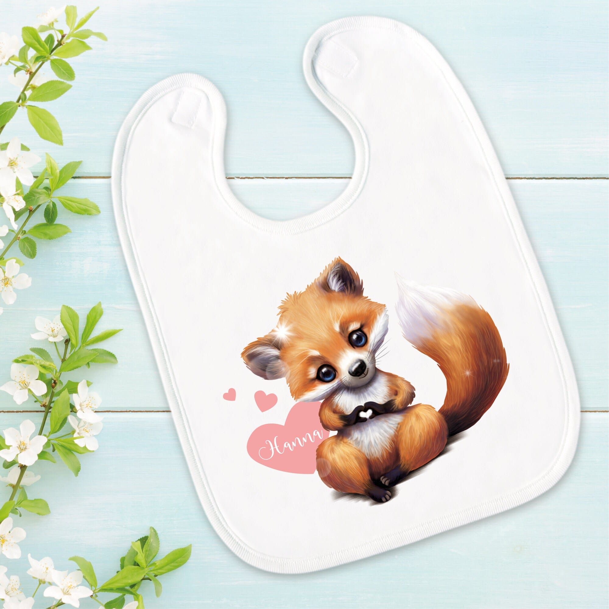 Bedrucktes Babylätzchen Fuchs Herz mit Klettverschluss Wunschnamen Individuell Kinder Lätzchen Kleinkind Auf dem Bild ist das Produkt: Bedrucktes Babylätzchen Fuchs Herz mit Klettverschluss Wunschnamen Individuell Kinder Lätzchen Kleinkind zum Preis von €14.90 abgebildet.