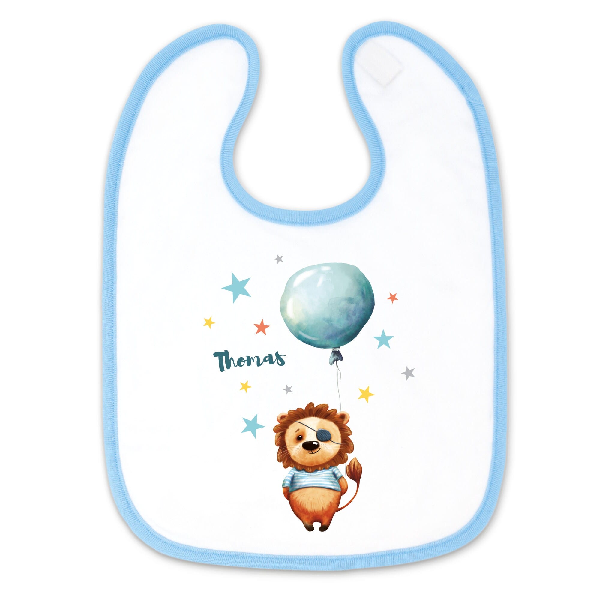 Bedrucktes Babylätzchen Löwe Luftballon Ballon Sterne mit Klettverschluss Wunschnamen Individuell Kinder Lätzchen Kleinkind Augenklappe Auf dem Bild ist das Produkt: Bedrucktes Babylätzchen Löwe Luftballon Ballon Sterne mit Klettverschluss Wunschnamen Individuell Kinder Lätzchen Kleinkind Augenklappe zum Preis von €14.9 abgebildet.