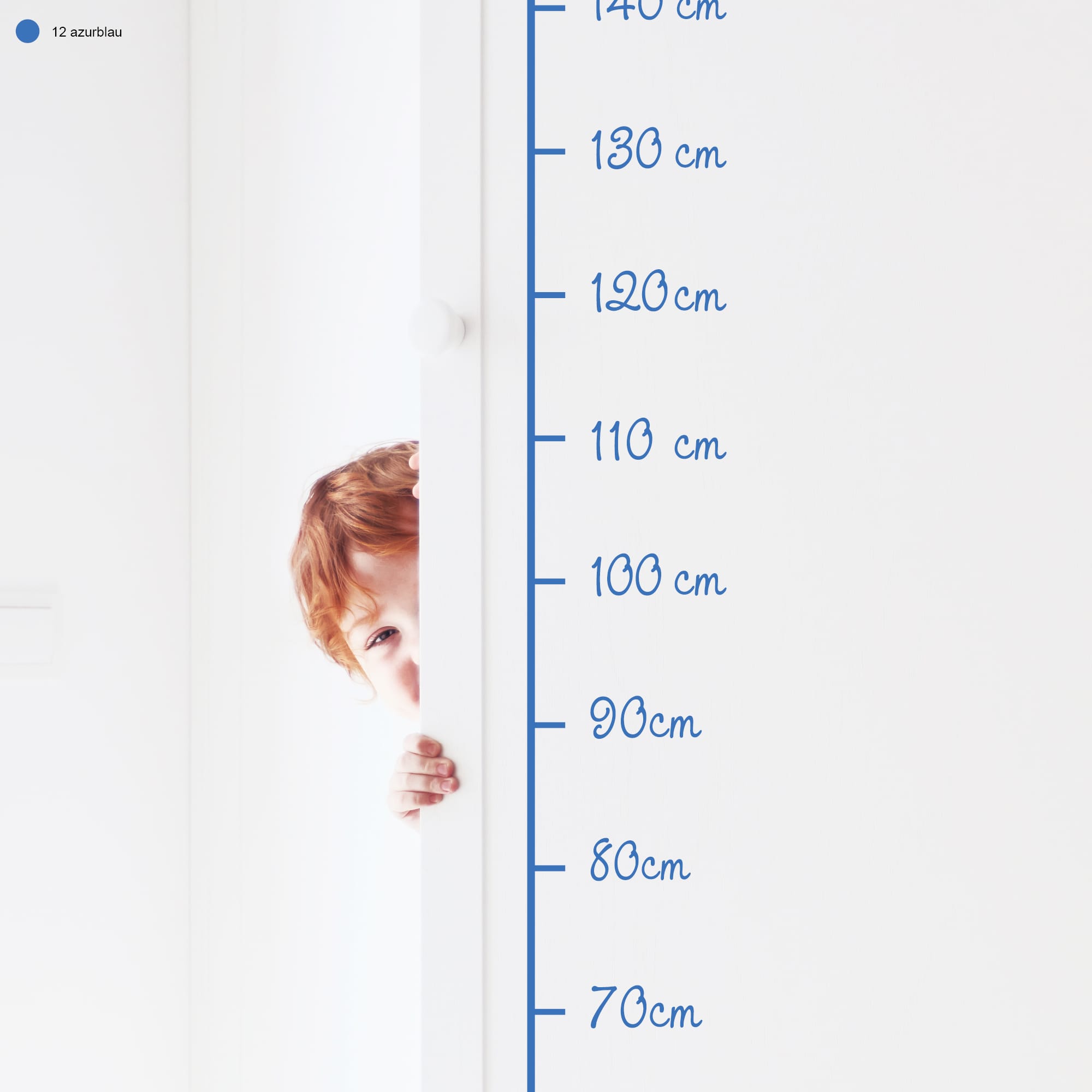 Auf dem Bild ist das Produkt: Wandtattoo Messlatte Maßband 40 – 160 cm konturgeschnitten – ohne Hintergrundfolie, 10 cm Abstand Maßband zum Preis von €18.90 abgebildet.