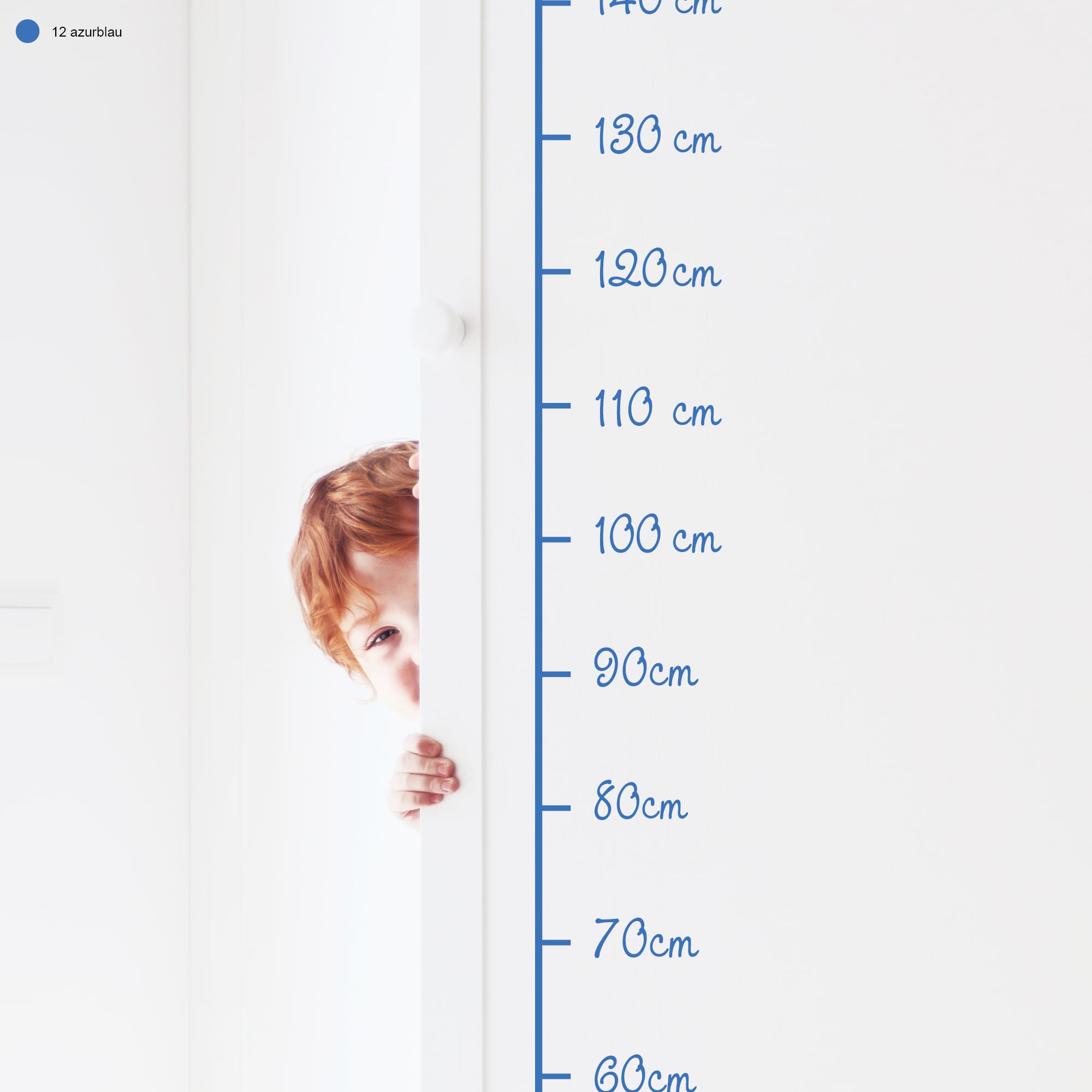 Auf dem Bild ist das Produkt: Wandtattoo Messlatte Kinderzimmer Maßband 40 – 180 cm ohne Hintergrundfolie Wandsticker, 10 cm Abstand zum Preis von €18.90 abgebildet.