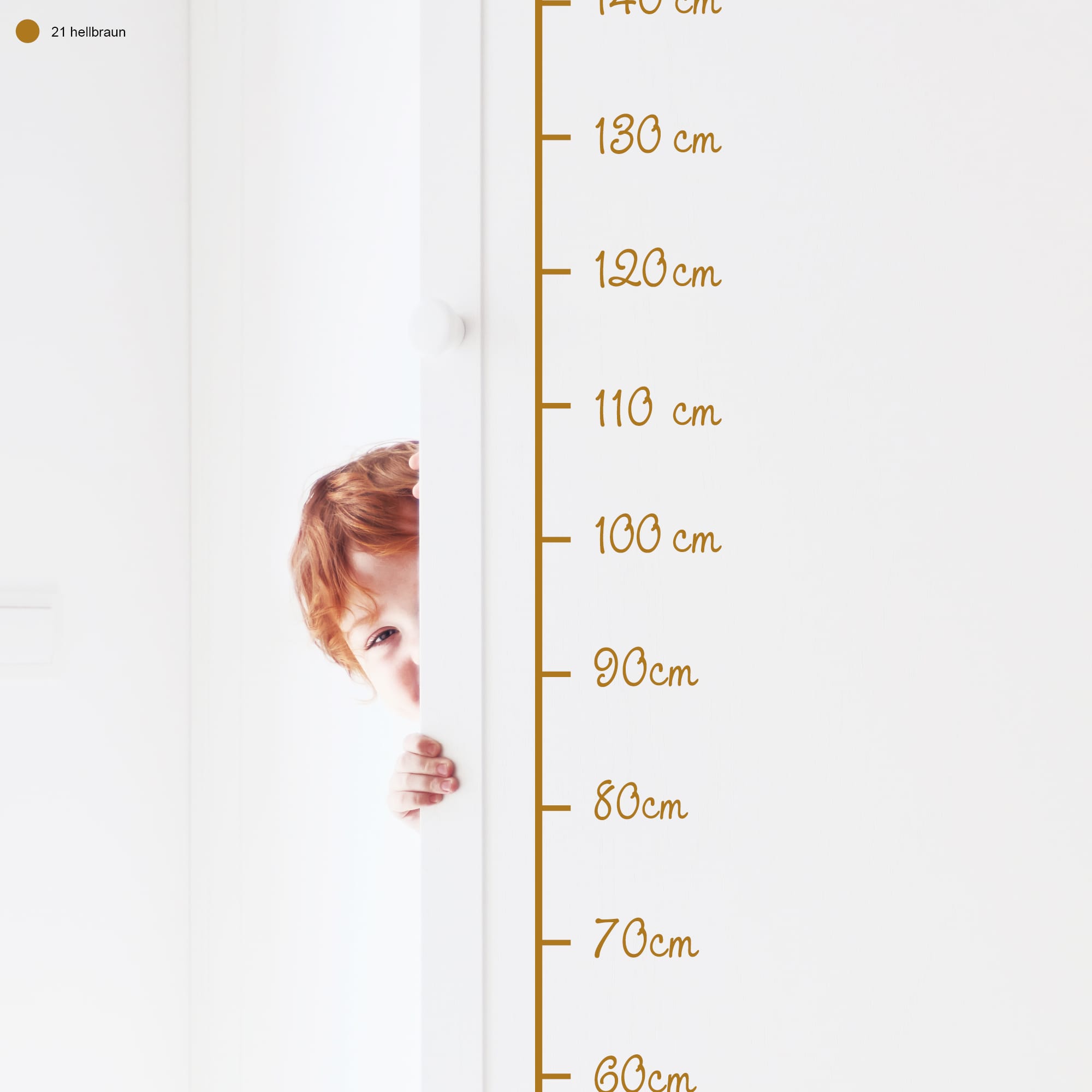 Auf dem Bild ist das Produkt: Wandtattoo Messlatte Kinderzimmer Maßband 40 – 180 cm ohne Hintergrundfolie Wandsticker, 10 cm Abstand zum Preis von €18.90 abgebildet.