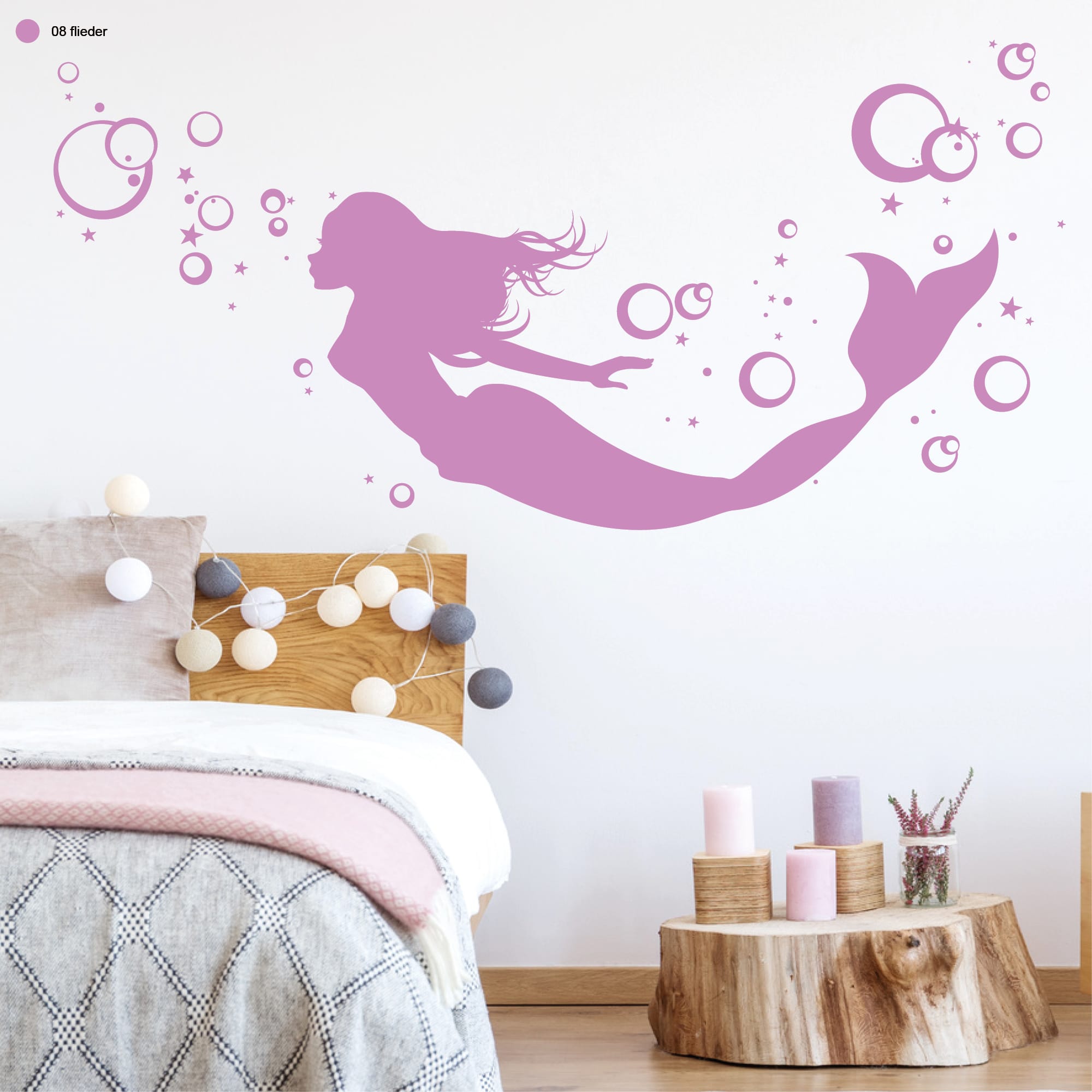 Auf dem Bild ist das Produkt: Wandtattoo Meerjungfrau Unterwasserwelt Kinderzimmer Mädchen Sirene Nixe Meereswesen Meerjungfrau-Deko zum Preis von €23.90 abgebildet.