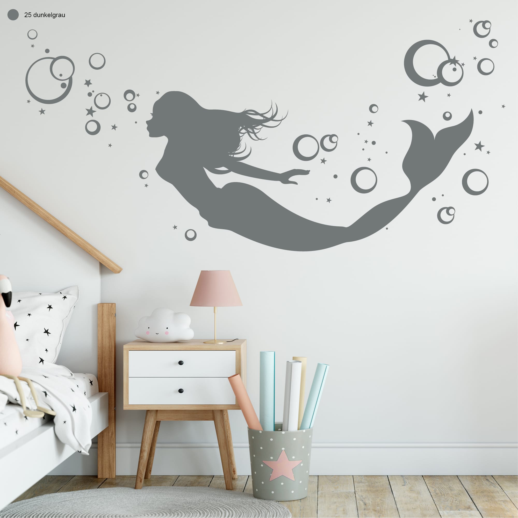 Auf dem Bild ist das Produkt: Wandtattoo Meerjungfrau Unterwasserwelt Kinderzimmer Mädchen Sirene Nixe Meereswesen Meerjungfrau-Deko zum Preis von €23.90 abgebildet.