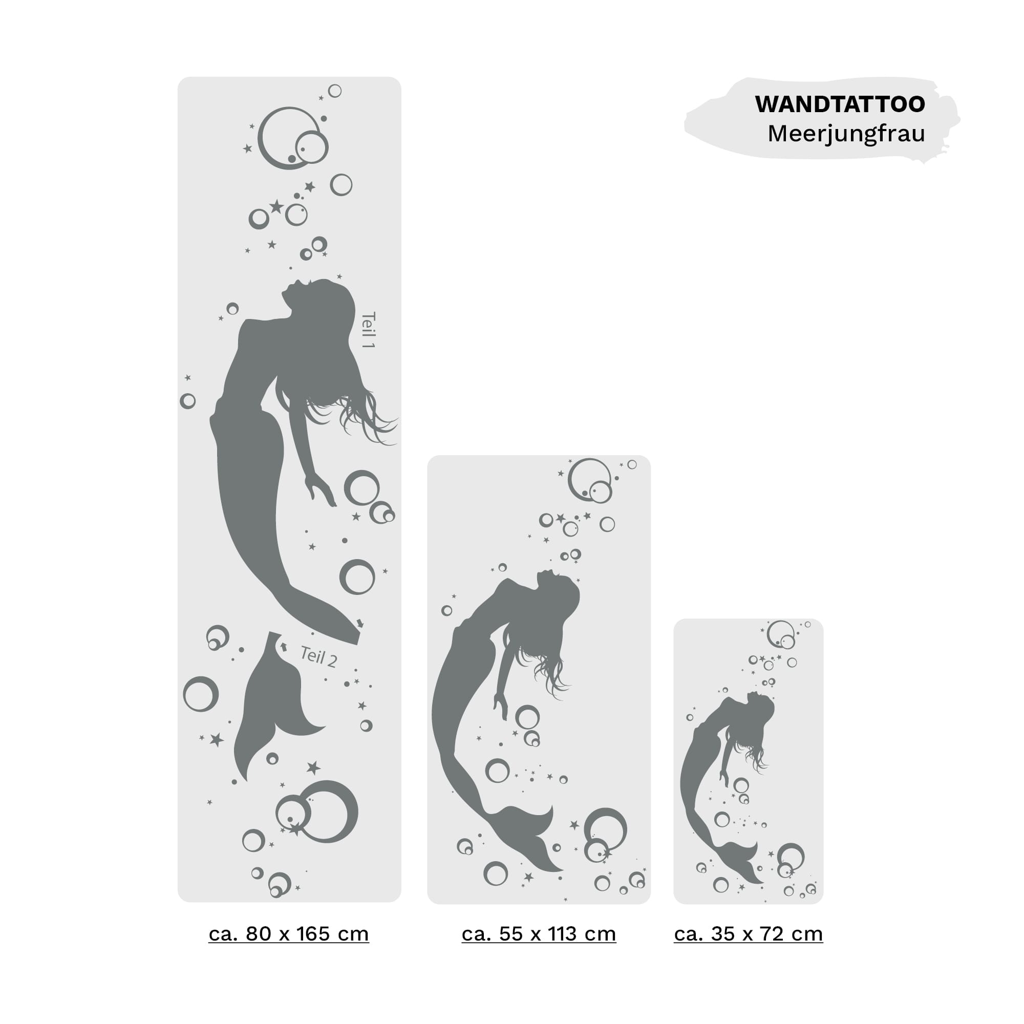 Auf dem Bild ist das Produkt: Wandtattoo Meerjungfrau Unterwasserwelt Kinderzimmer Mädchen Sirene Nixe Meereswesen Meerjungfrau-Deko zum Preis von €23.90 abgebildet.