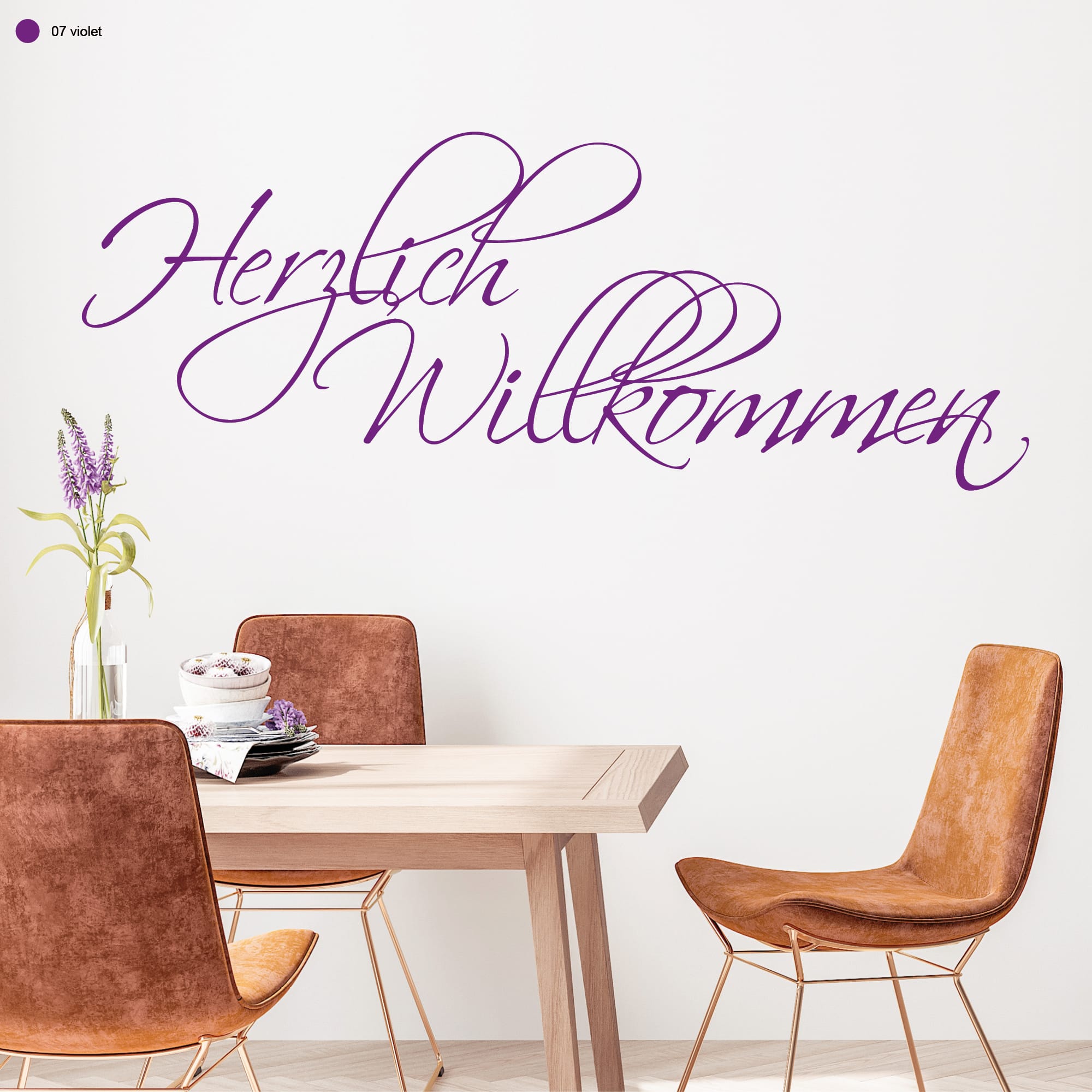 Auf dem Bild ist das Produkt: Wandtattoo Herzlich Willkommen Schriftzug Wandaufkleber Wohndekoration Spruch verschiedene Größen und Farben zum Preis von €23.90 abgebildet.