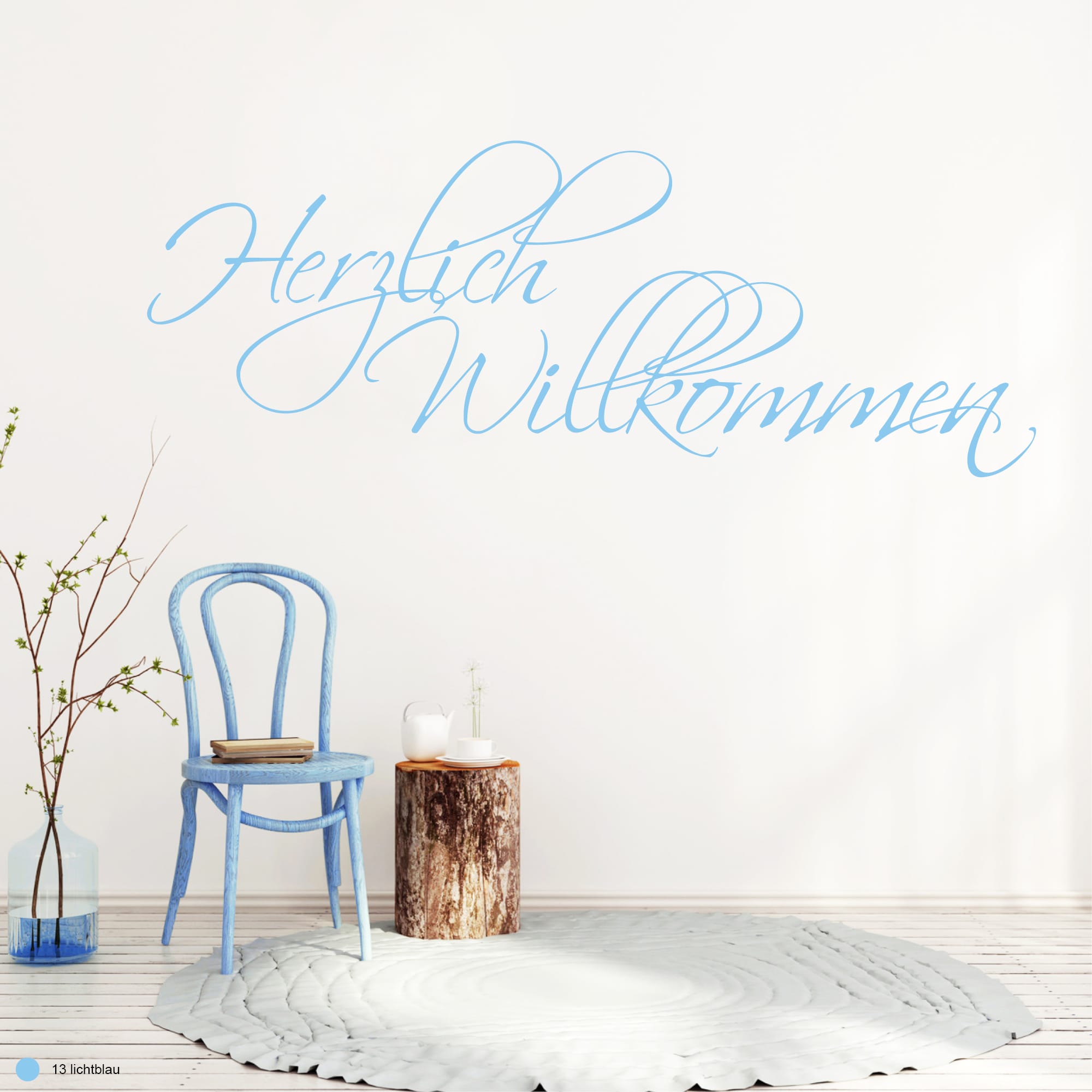 Auf dem Bild ist das Produkt: Wandtattoo Herzlich Willkommen Schriftzug Wandaufkleber Wohndekoration Spruch verschiedene Größen und Farben zum Preis von €23.90 abgebildet.