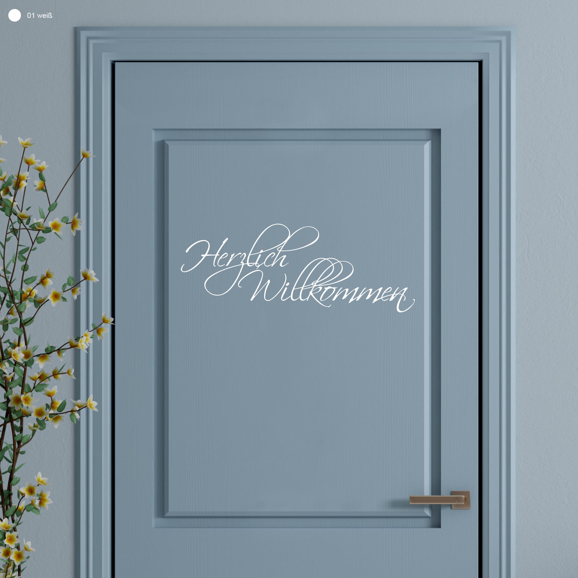 Auf dem Bild ist das Produkt: Wandtattoo Herzlich Willkommen Schriftzug Wandaufkleber Wohndekoration Spruch verschiedene Größen und Farben zum Preis von €23.90 abgebildet.