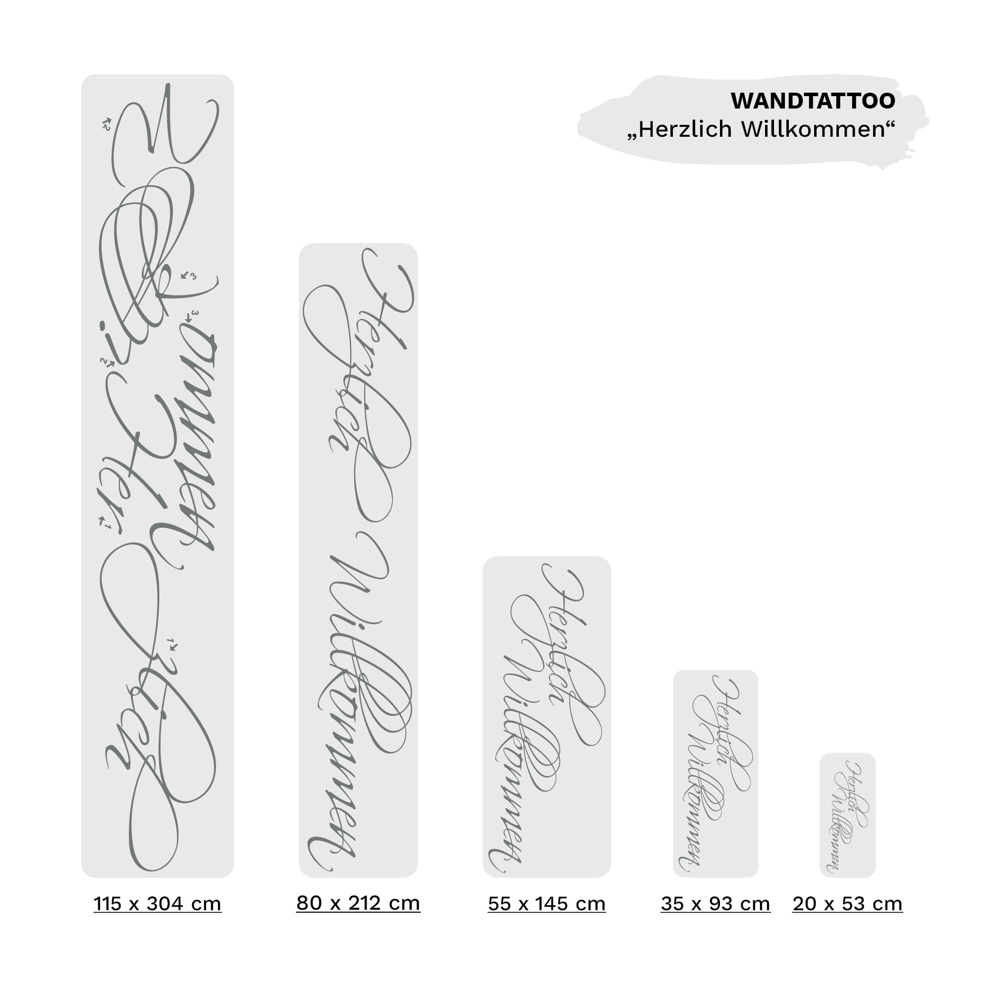 Auf dem Bild ist das Produkt: Wandtattoo Herzlich Willkommen Schriftzug Wandaufkleber Wohndekoration Spruch verschiedene Größen und Farben zum Preis von €23.90 abgebildet.
