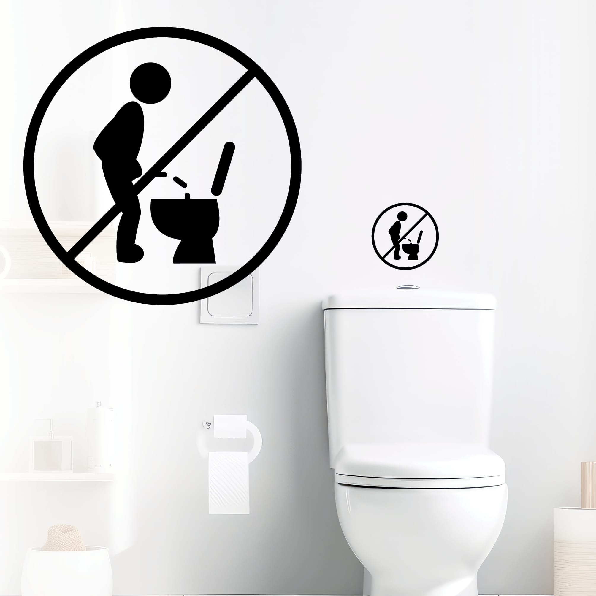 WC Aufkleber Badezimmer Gäste-WC Nicht im Stehen pinkeln, 30 Farben, rückstandslos entfernbar, hochwertige Vinylfolie, WC Aufkleber Klodeckel