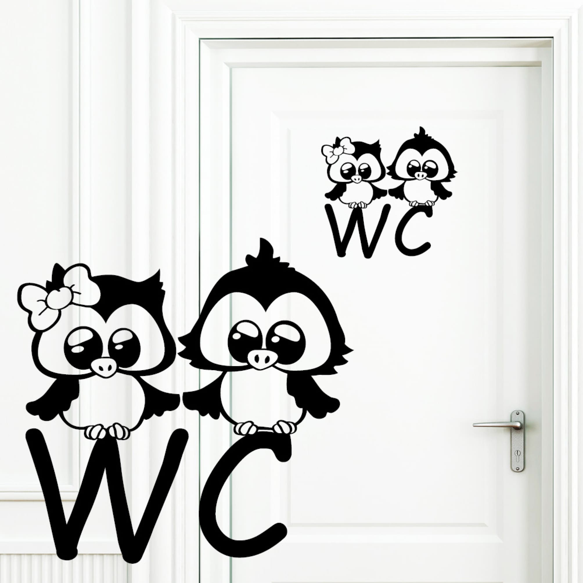 Türaufkleber Bad WC Eulen Badezimmer Türschild selbstklebend, rückstandslos entfernbare Dekoration, 30 Farben zur Auswahl