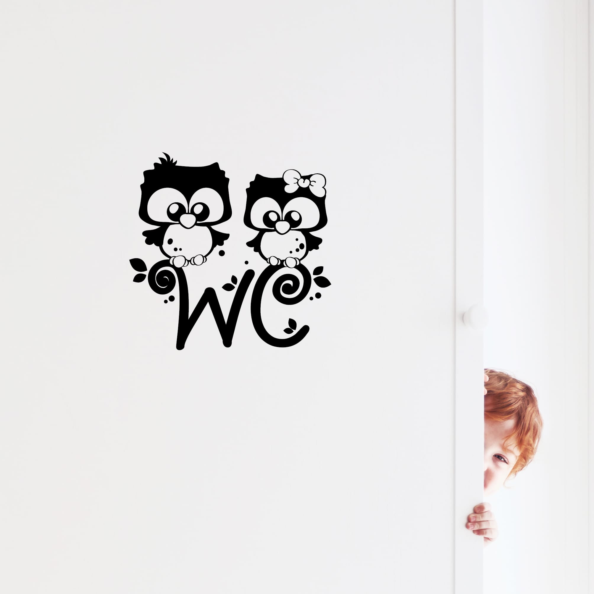 Türaufkleber Eulen Pärchen mit WC-Schriftzug, 30 Farben, selbstklebender Türsticker für Bad & Gäste-WC, rückstandslos entfernbar, hochwertige Vinylfolie, WC Aufkleber Tür, WC Schild Auf dem Bild ist das Produkt: Türaufkleber Eulen Pärchen mit WC-Schriftzug, 30 Farben, selbstklebender Türsticker für Bad & Gäste-WC, rückstandslos entfernbar, hochwertige Vinylfolie, WC Aufkleber Tür, WC Schild zum Preis von €10.90 abgebildet.