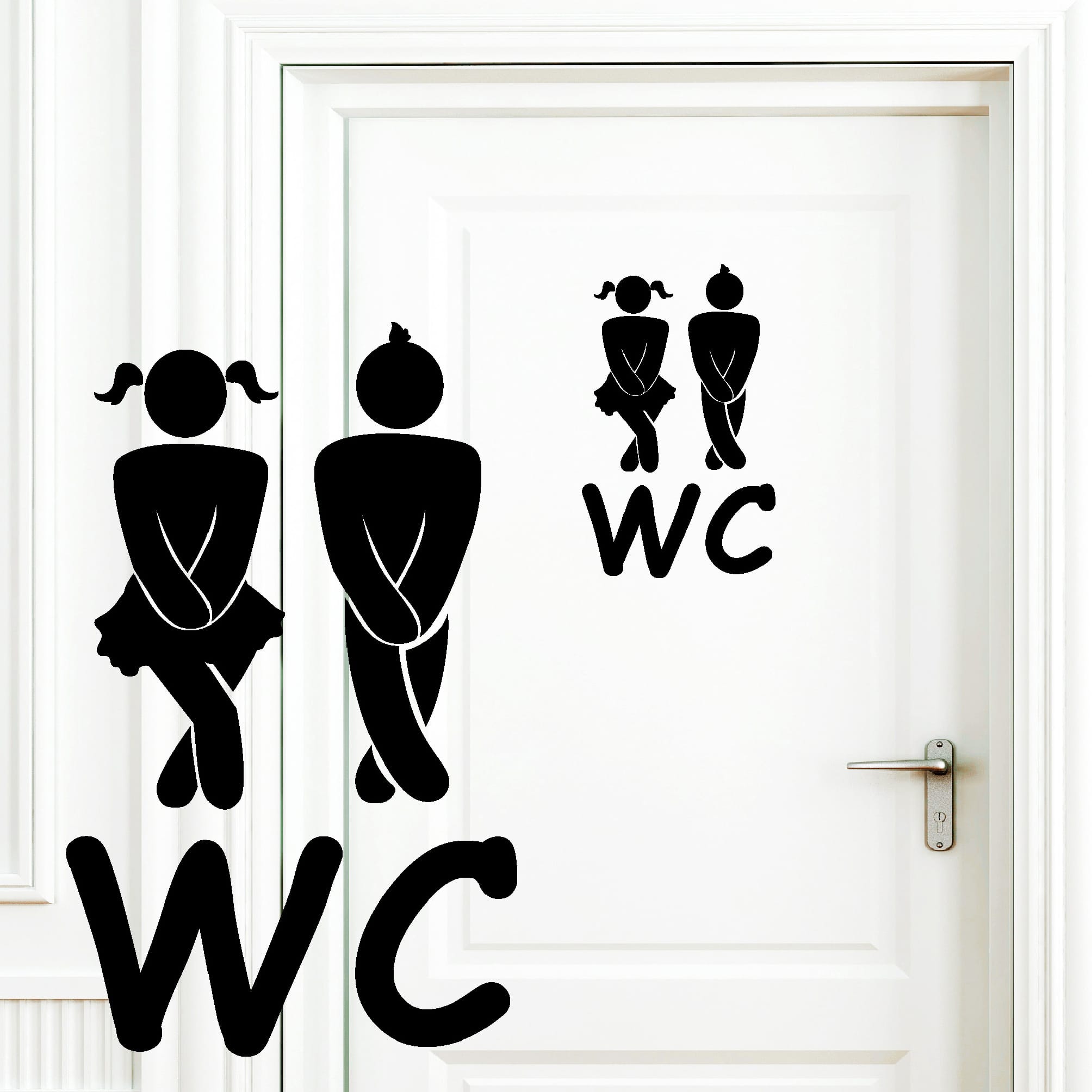 Wandtattoo Türaufkleber Gäste-WC Badezimmer Strichmännchen Türschild Sticker
