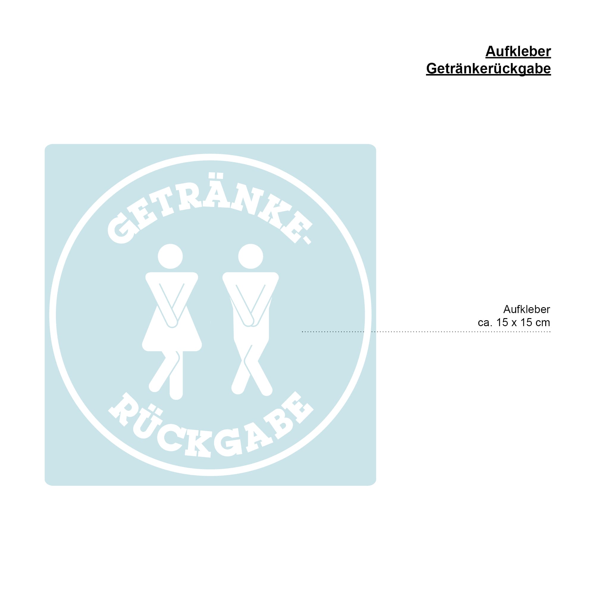 Auf dem Bild ist das Produkt: Türaufkleber “Getränkerückgabe” rund Motiv Mann Frau, 30 Farben, selbstklebender Türsticker für Bad & Gäste-WC, rückstandslos entfernbar zum Preis von &euro;10.90 abgebildet.