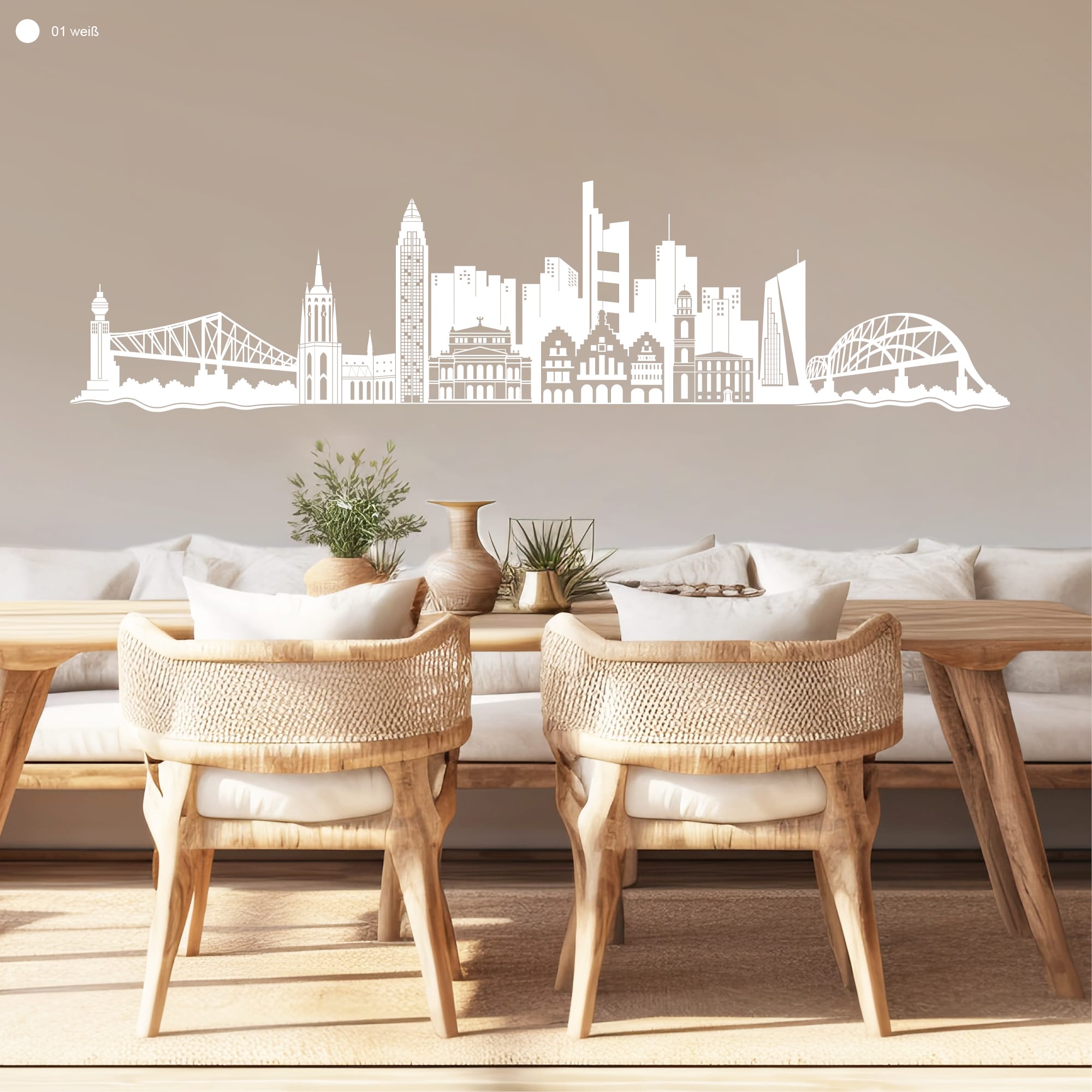 Wandtattoo Frankfurt Skyline Dekoration Wandaufkleber Fankfurt am Main Brücke Messeturm Kaiserdom Wohnzimmer Auf dem Bild ist das Produkt: Wandtattoo Frankfurt Skyline Dekoration Wandaufkleber Fankfurt am Main Brücke Messeturm Kaiserdom Wohnzimmer zum Preis von €20.90 abgebildet.