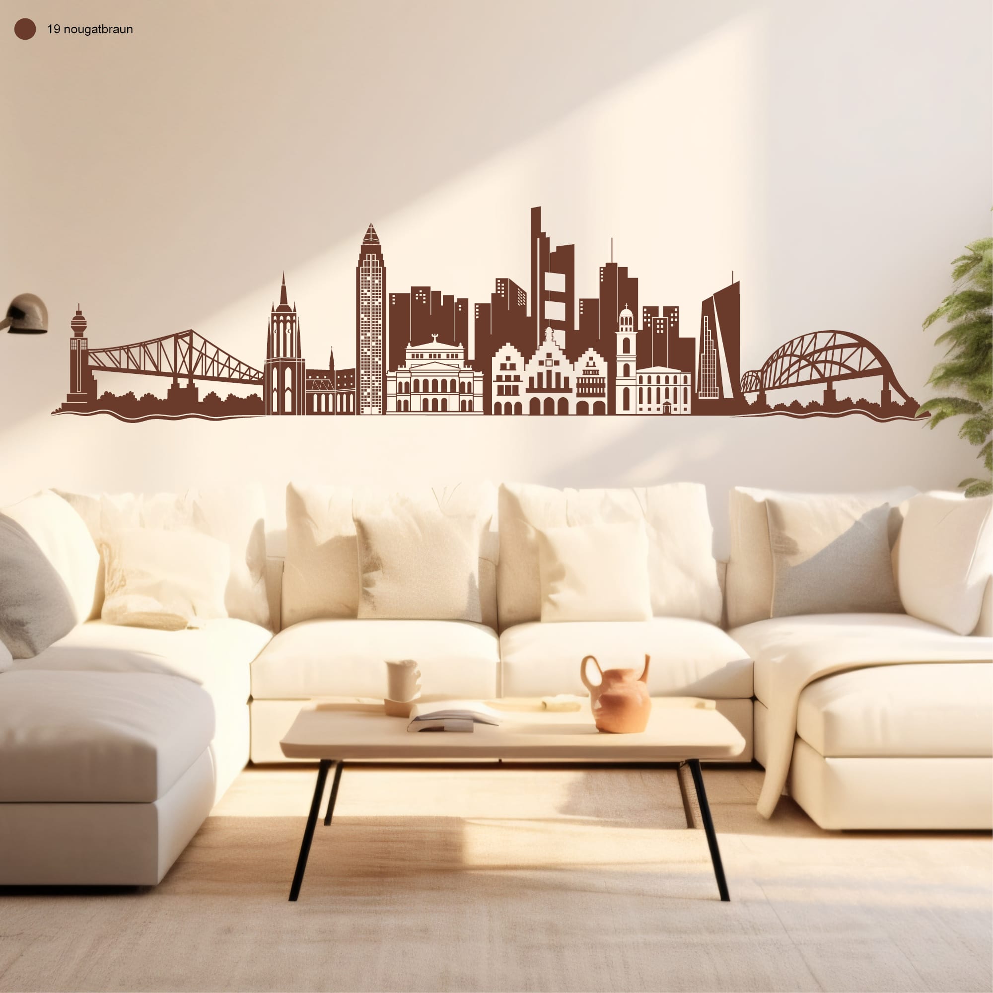 Wandtattoo Frankfurt Skyline Dekoration Wandaufkleber Fankfurt am Main Brücke Messeturm Kaiserdom Wohnzimmer Auf dem Bild ist das Produkt: Wandtattoo Frankfurt Skyline Dekoration Wandaufkleber Fankfurt am Main Brücke Messeturm Kaiserdom Wohnzimmer zum Preis von €20.90 abgebildet.