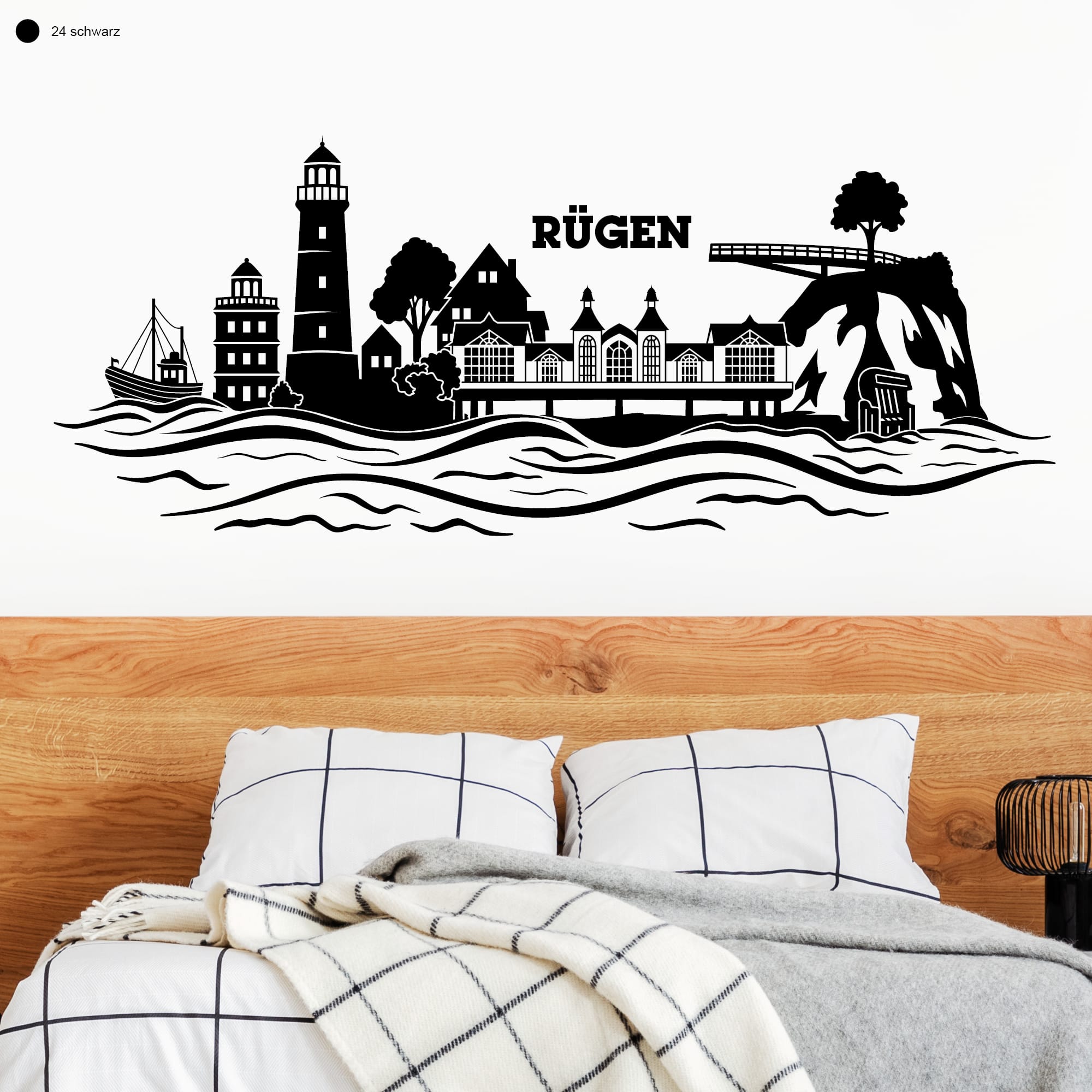 Wandtattoo Skyline Insel Rügen Ostsee Leuchtturm Kap Arkona Steilküste Kreidefelsen maritim Wandaufkleber Heimat Heimatliebe